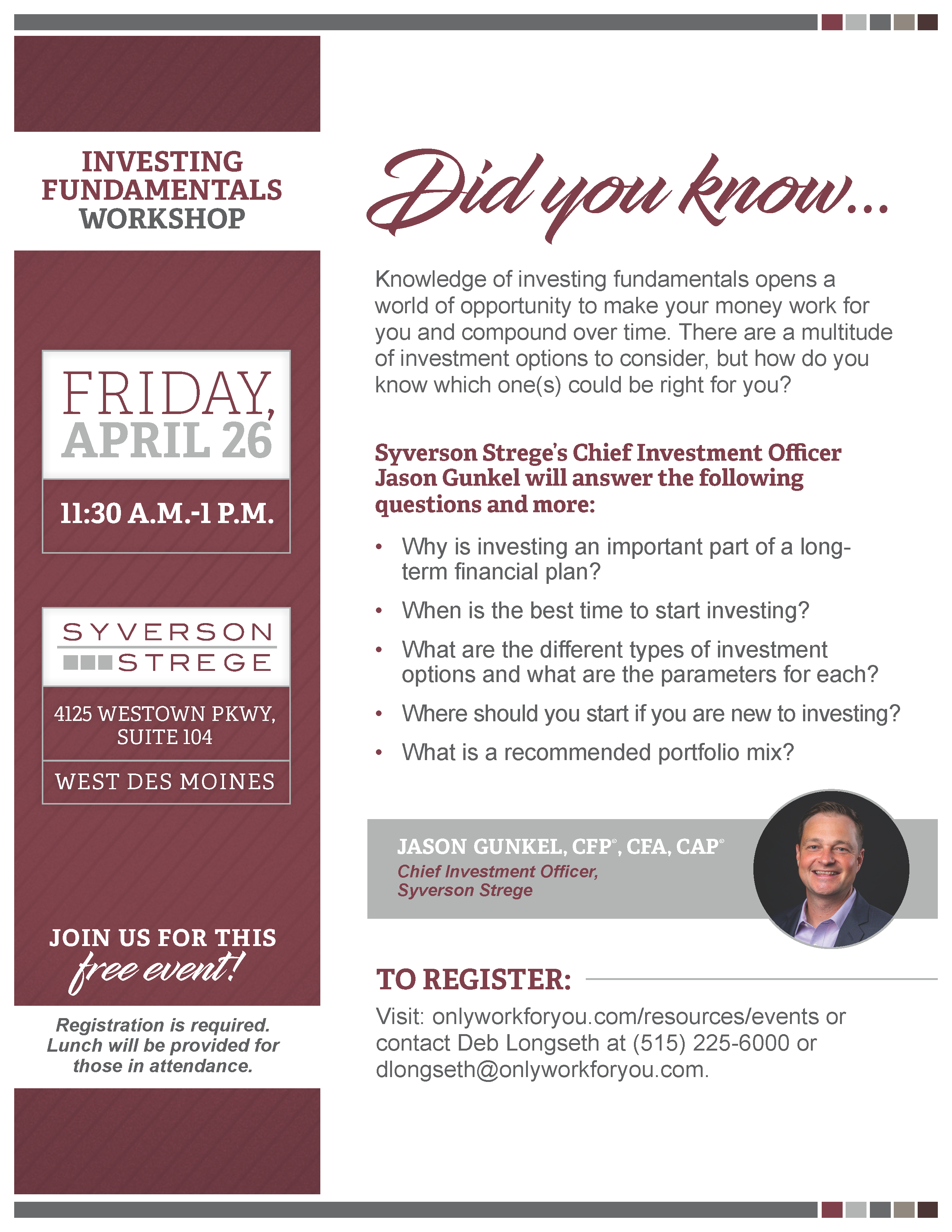 Investing Fundamentals Workshop Flyer